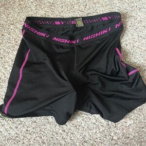 Nishiki Womens Padded Cycling Shorts Large Black Pink Bike 5" Inseam